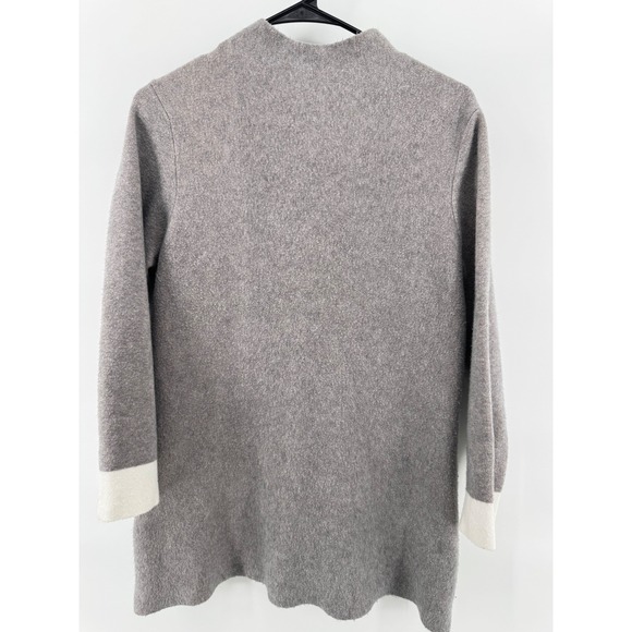Nanette Lepore Women Monochrome Grey Mock Neck Sweater Tunic M Contrast Cuffs - Picture 2 of 9
